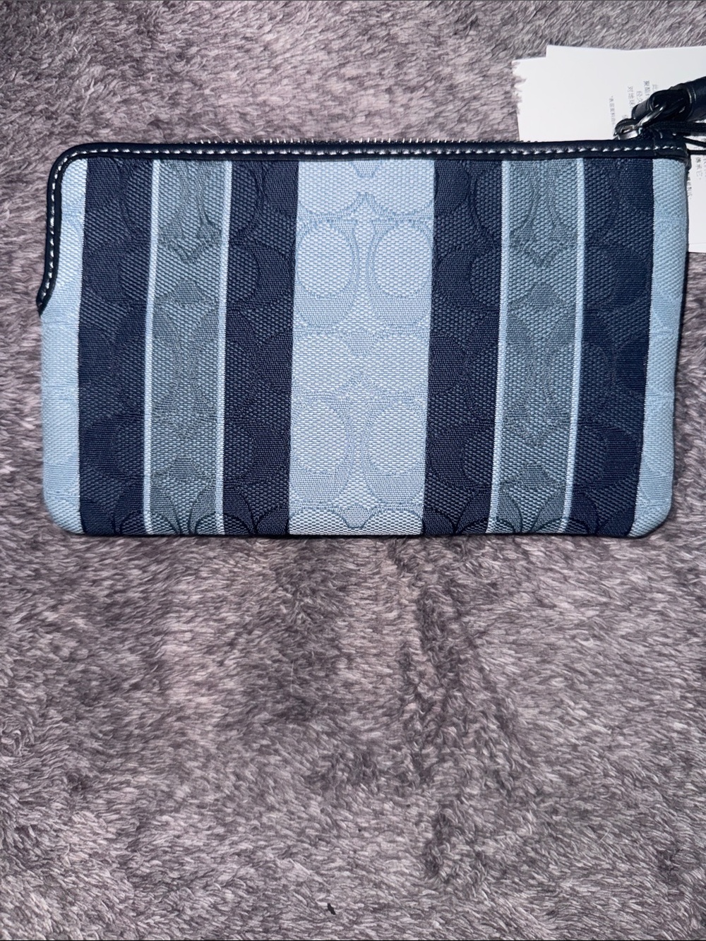 BNWT Coach Striped Signature Wallet / Wristlet Card Case - Navy & Light Blue🤩 - Picture 8 of 11